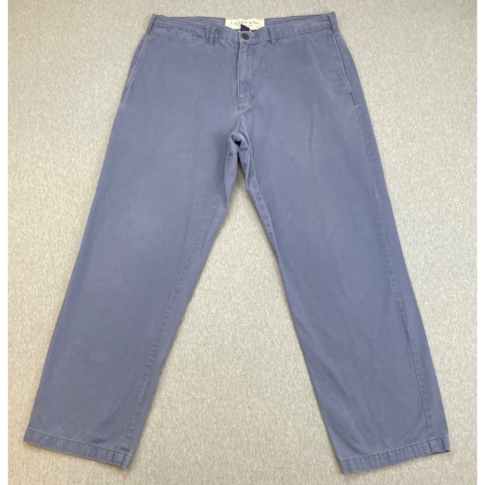Lands End Pants Mens 36 Blue 100% Cotton Chino Straight